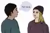 En person säger "nej tack" till en annan person. Illustration.