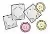 Kondomer med förpackning och utan förpackning. Illustration. 