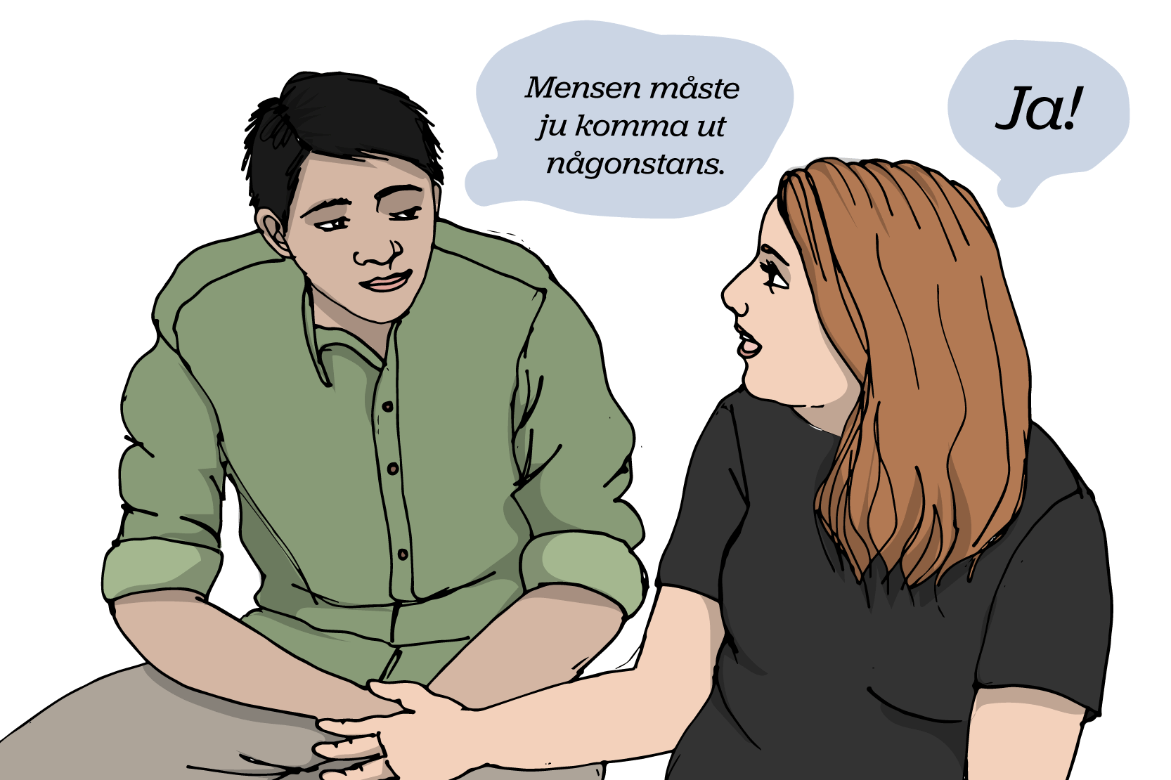 Två personer, den ena säger 